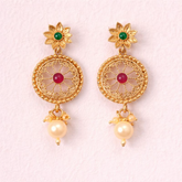 (TJ011) Ornate gold temple jewelry set