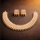 (PA002)Traditional elegance with gold and pearls NECKLECE SET
