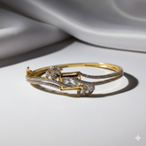 (DCB012) Elegant gold bangle with silver cubic zirconia