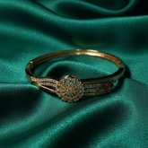 (DCB010)Elegant gold bangle with cubic zirconia