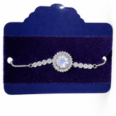 (DCB002) Sleek silver bracelet with sparkling centerpiece