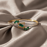(DCB009) Elegant gold Bracelet with Green floral motifs