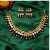 (TJ001)Elegant gold necklace and earrings set