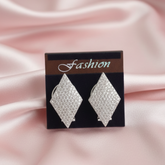 (DCE007) Elegant silver AD diamond-shaped earrings