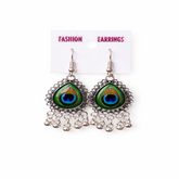 (VJ056) Peacock feather dangle earrings