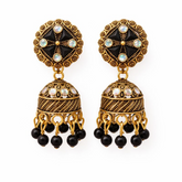 (VJ056) Antique gold jhumka earrings with opal stones