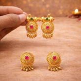 (PA019) Elegant gold earrings with gemstones Mangalsutras Pendent