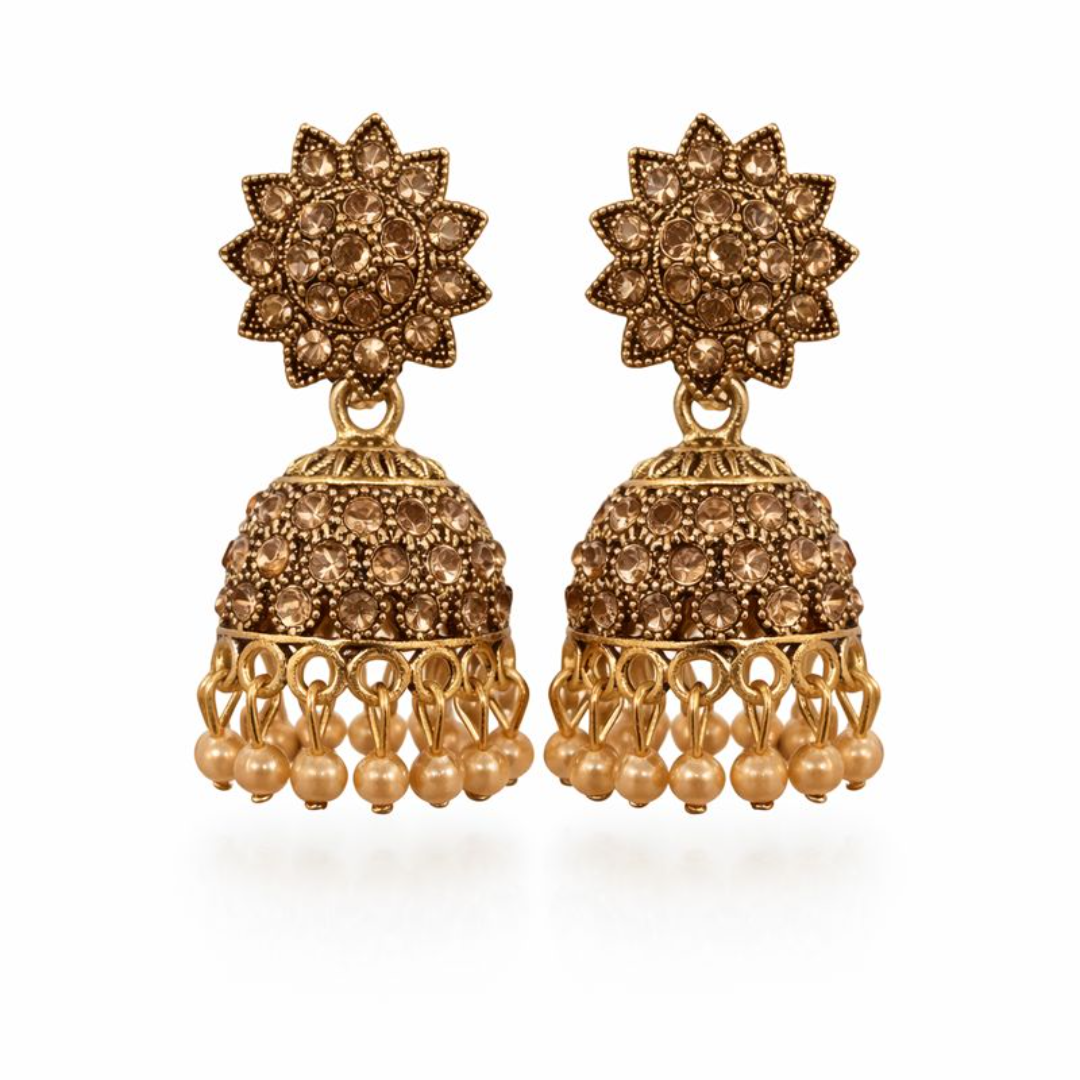 VJ022) Antique gold jhumka earrings