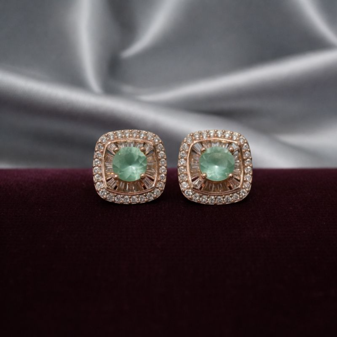 (DCE014) Elegant rose gold stud AD earrings