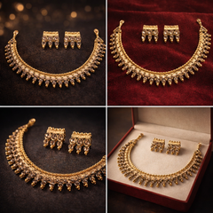 (TJ001) Elegant gold jewelry with champagne gemstones