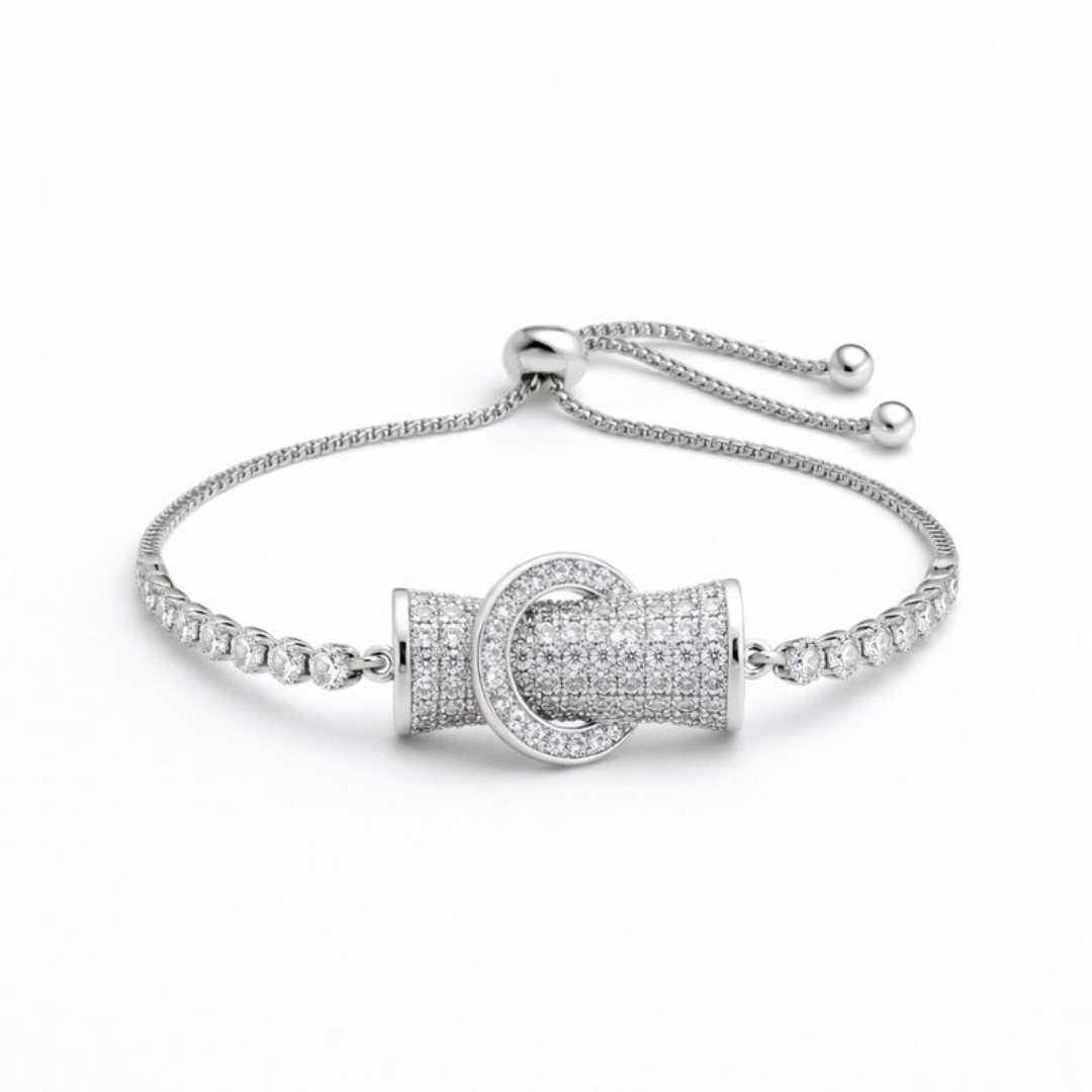 (DCB003) Elegant diamond-encrusted slider bracelet