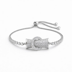 (DCB003) Elegant diamond-encrusted slider bracelet
