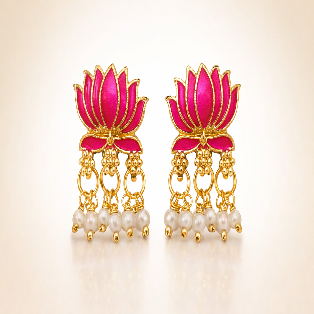 (TJ004) Lotus-themed gold jewelry set