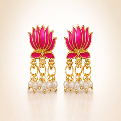 (TJ004) Lotus-themed gold jewelry set