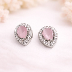 (DCE019) Elegant AD rose quartz stud earrings