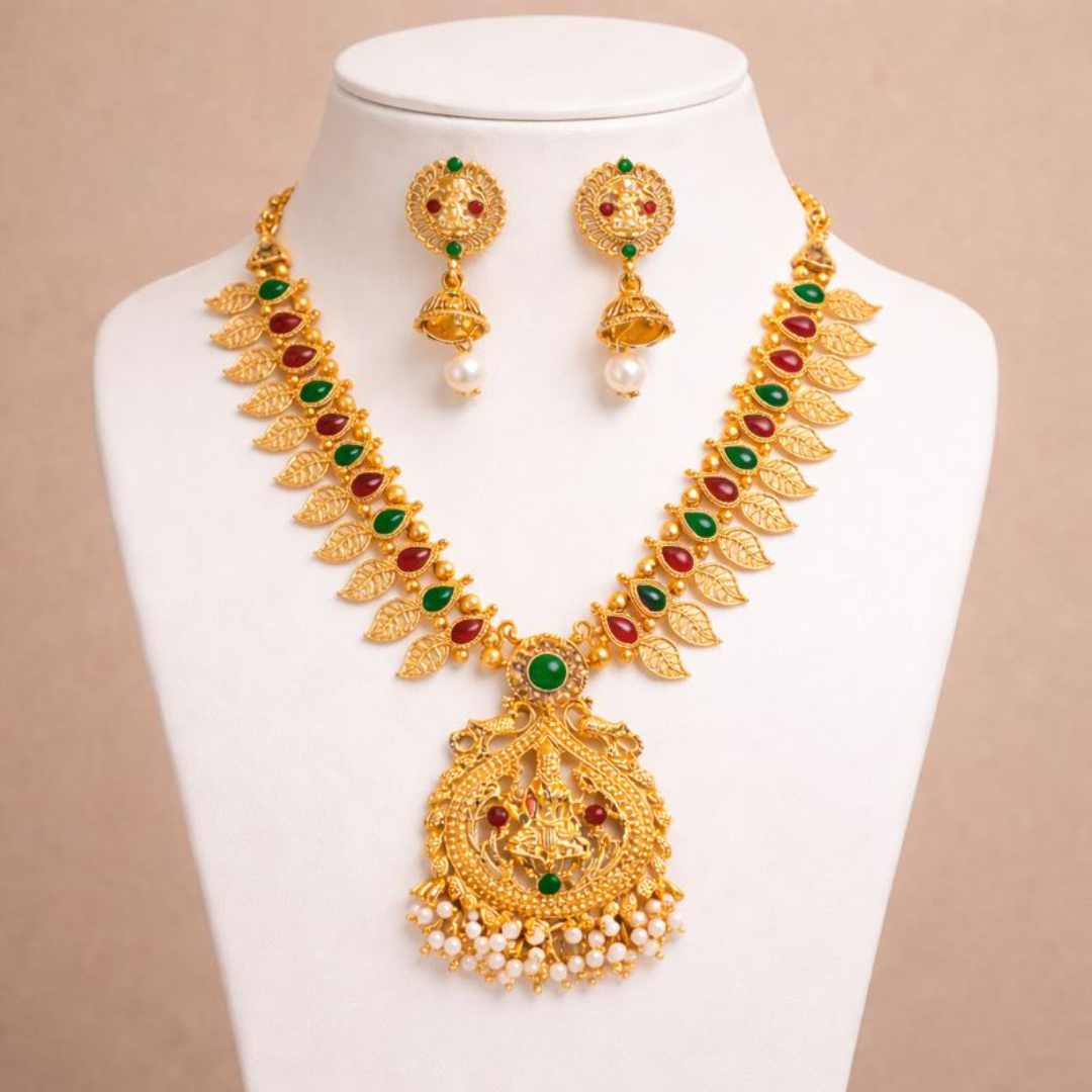 (TJ010) Elegant gold jewelry set with gemstones