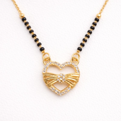 VJ039 WESTERN Gold heart pendant on mangalsutra necklace