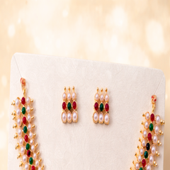 (TJ002)Elegant pearl and stone jewelry set