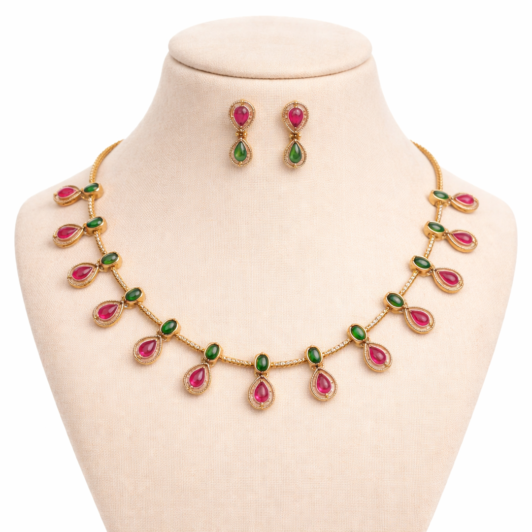 (TJ015) Elegant Indian necklace and earrings set