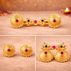(PA016)Elegant gold jewelry with vibrant gemstones Of Mangalsutras Pendent