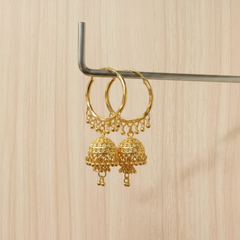 VJ044 Traditional Gold-Plated Hoop Jhumka Earrings
