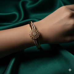 (DCB010)Elegant gold bangle with cubic zirconia