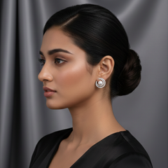 (DCE001) Elegant AD crescent pearl earrings