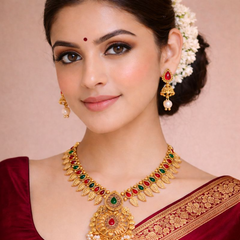 (TJ010)Traditional Indian gold jewelry set