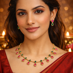 (TJ015) Elegant Indian necklace and earrings set