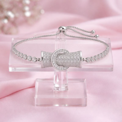 (DCB003) Elegant diamond-encrusted slider bracelet