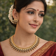 (TJ001) Elegant gold jewelry with champagne gemstones