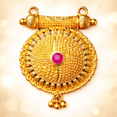 (PA007)Elegant gold mangalsutra pendant with ruby