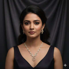 (DCN007) Imperial Sparkle Rose Gold-Plated CZ Necklace & Earring Set