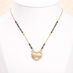 VJ039 WESTERN Gold heart pendant on mangalsutra necklace
