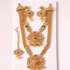 (TJ011) Ornate gold temple jewelry set