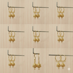 VJ044 Traditional Gold-Plated Hoop Jhumka Earrings