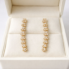 (DCE012) Elegant gold drop AD earrings in a box