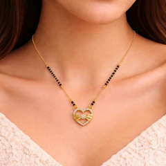 VJ039 WESTERN Gold heart pendant on mangalsutra necklace