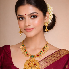 (TJ010) Elegant gold jewelry set with gemstones