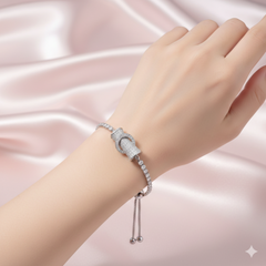 (DCB003) Elegant diamond-encrusted slider bracelet