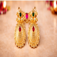 (PA016)Elegant gold jewelry with vibrant gemstones Of Mangalsutras Pendent