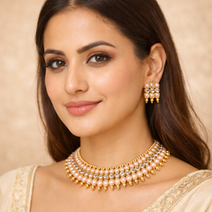 (TJ002) Elegant pearl and diamond jewelry set