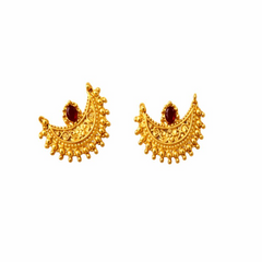TJ003 Intricate gold crescent necklece set with red gemstones