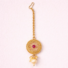 (TJ011) Ornate gold temple jewelry set