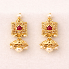 TJ007 Royal Antique Gold Kundan Pearl Bridal Necklace Set