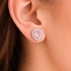 (DCE019) Elegant AD rose quartz stud earrings