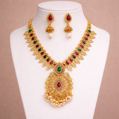 (TJ010)Traditional Indian gold jewelry set