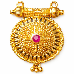 (PA007)Elegant gold mangalsutra pendant with ruby