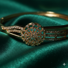 (DCB010)Elegant gold bangle with cubic zirconia