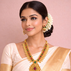 (TJ012) Traditional South Indian gold jewelry set